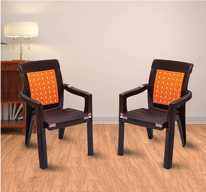 AVRO FURNITURE 2581 Plastic Chairs Set of 2 Pcs. Plastic Modern Ergonomic Chair Without Cushion 200 kilograms Orange 2 Pieces